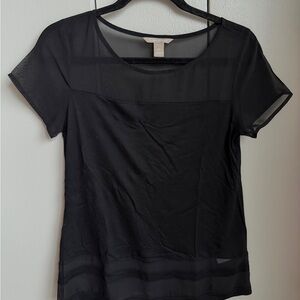 Banana Republic Black Sheer Short Sleeve Top